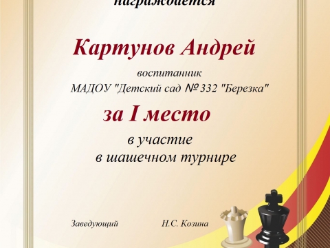 Турнир по шахматам и шашкам в 2021-2022 учебном году (старшие, подготовительные группы)